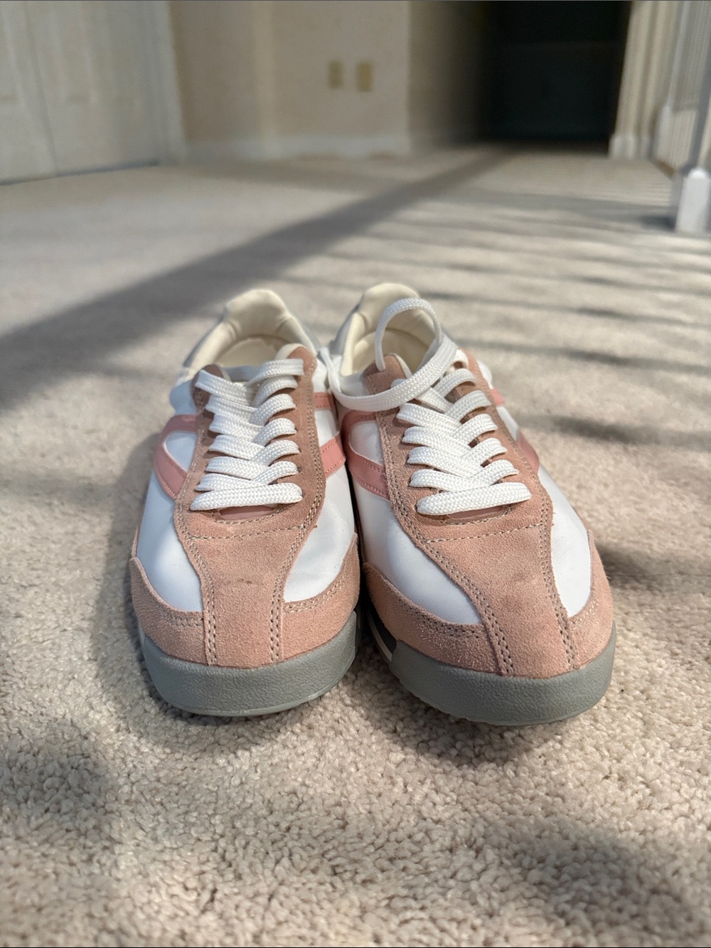 Tretorn Pink Suede and White Leather Lace-Up Sneakers